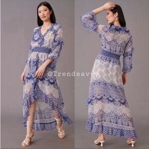 ANTHROPOLOGIE MISA LOS ANGELES Chiffon Handcrafted High Low Maxi Dress XS NWT
